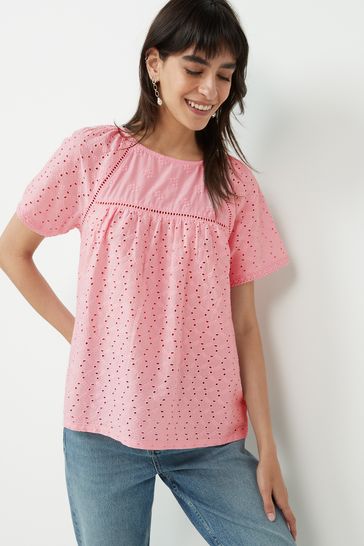 Blush Pink Broderie Short Sleeve T-Shirt