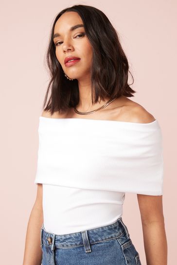 Ribbed bardot top store