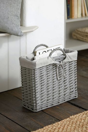 Grey Wicker Storage Basket