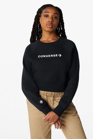 Buy Converse Black Word Mark Crew Sweatshirt from Next Austria