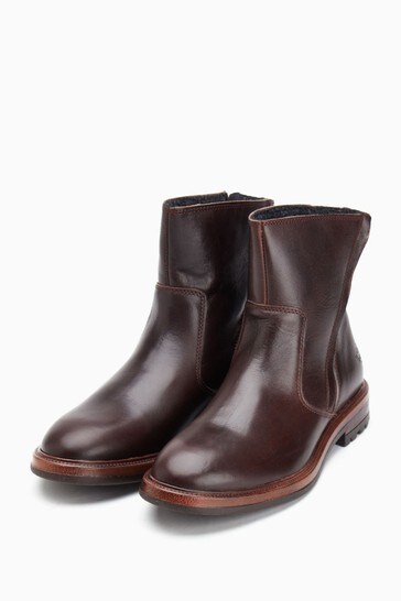 brown leather zip up boots