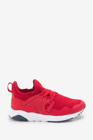 Red Mesh Elastic Lace Trainers