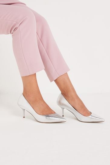 Silver Regular/Wide Fit Forever Comfort® Asymmetric Kitten Court Shoes