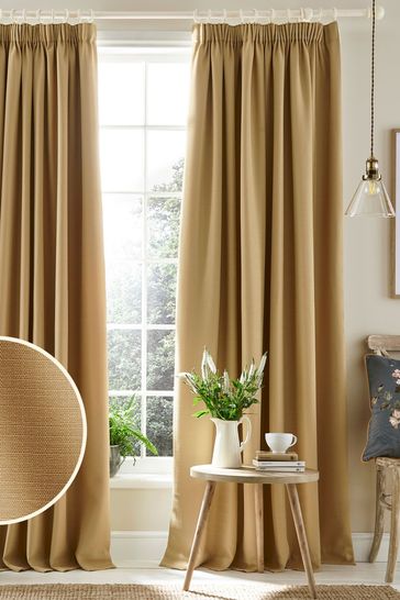 Laura Ashley Pale Gold Stephanie Pencil Pleat Blackout/Thermal Curtains