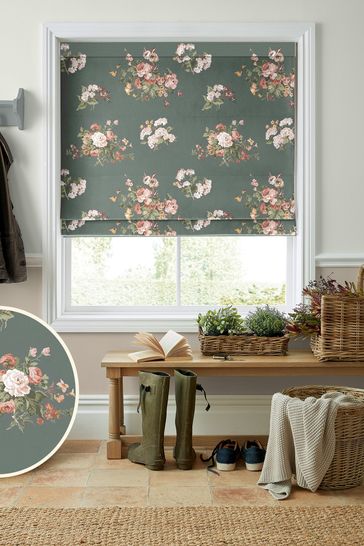 Laura Ashley Green Rosemore Fern Made To Measure Roman Blind