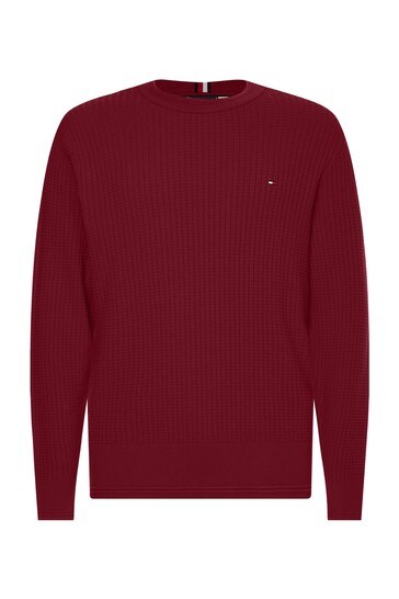 Tommy Hilfiger Red Structured Crew Neck Sweater