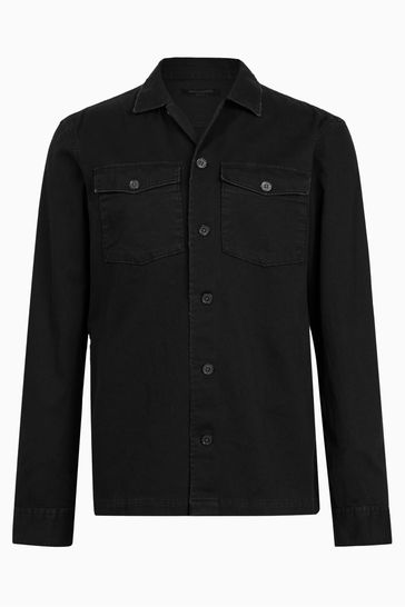 Buy AllSaints Black Spotter Military Shirt from Next Luxembourg