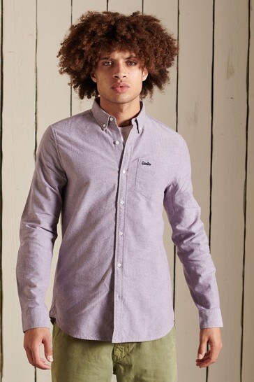Superdry Purple Organic Cotton Vintage Oxford Shirt
