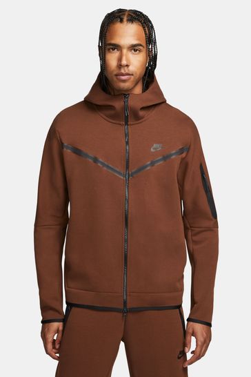 Nike Brown Tech Fleece Zip Through Hoodie