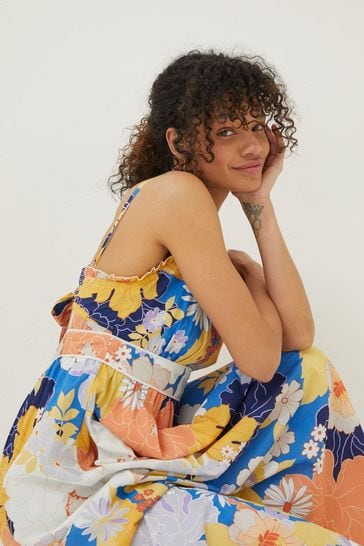FatFace Blue Jayden Coastal Midi Dress
