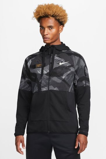 Nike Black Dri-FIT Fleece Hooded Camo Jacket
