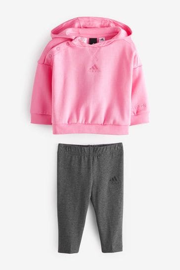 adidas Pink Hooded Fleece Tracksuit