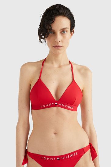 Tommy Hilfiger Red Fixed Foam Triangle Bikini Top