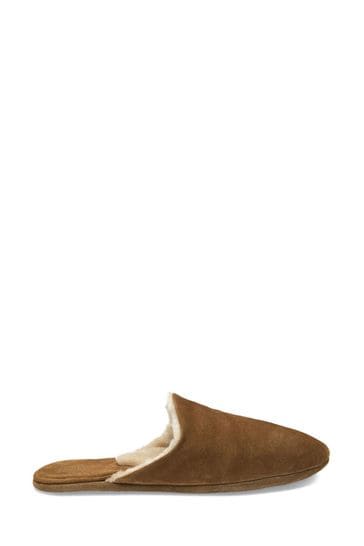 Loake Chestnut Brown Cavalry Shearling Mule Slippers
