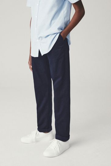 Pantalones chinos elásticos azul marino de corte estándar (3-17años)