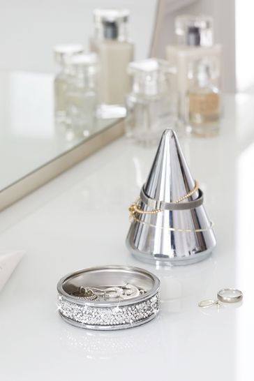 Silver Harper Diamant Gem Jewellery And Ring Holder With Lid