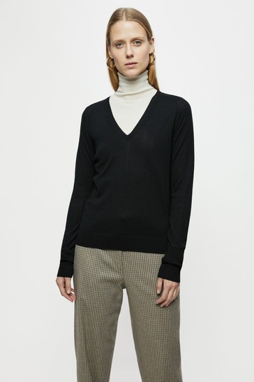 Buy Jigsaw Black Merino V Neck Jumper from Next Denmark