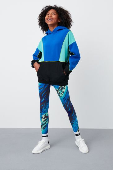 Blue/Black Animal Next Hoodie And Sports Leggings Set (3-16yrs)