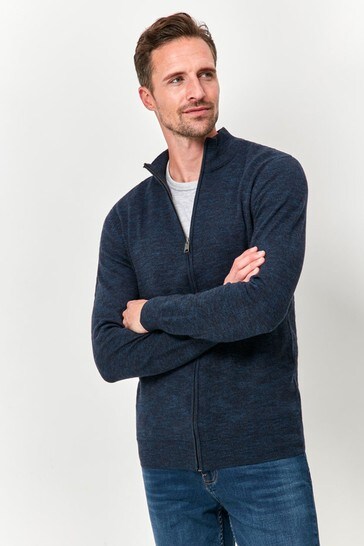 M&Co Blue Knitted Zip Cardigan