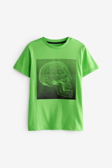 Green Skull Short Sleeve Graphic T-Shirt (3-16yrs)