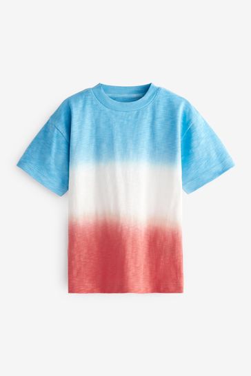 Blue/Red Tie Dye / Dip Dye Colourblock T-Shirt (3mths-7yrs)