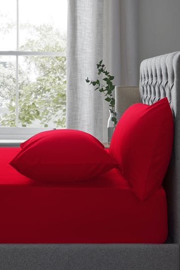 Red Easy Care Polycotton Fitted Sheet