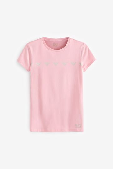 Emporio Armani EA7 Girls Pink Eagle Logo T-Shirt