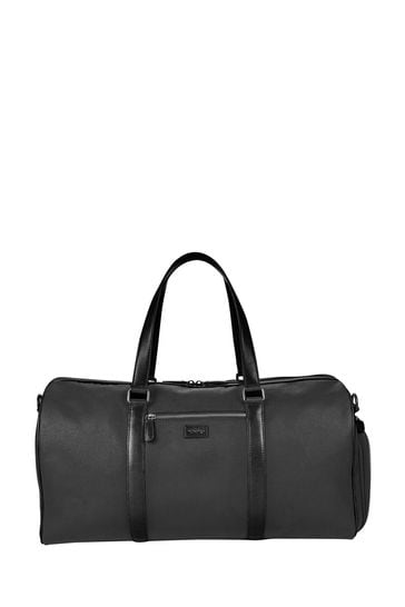OSPREY LONDON Black The Grantham Waxed Canvas And Leather Gym Bag