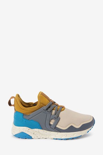 Stone Natural/Ochre Yellow/Blue Elastic Lace Trainers