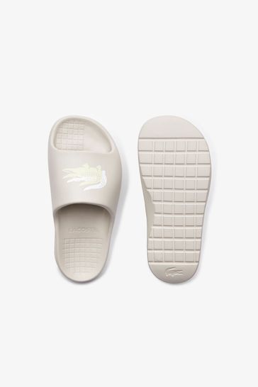 Lacoste white slides best sale