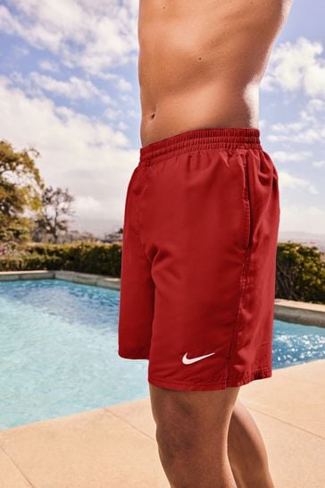 Nike Red 7 Inch Essential Volley Swim Shorts