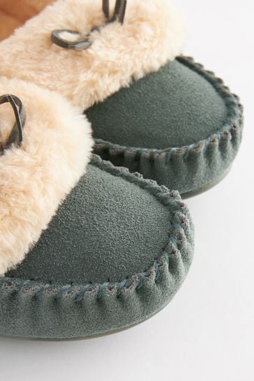 Leather best sale shearling slippers