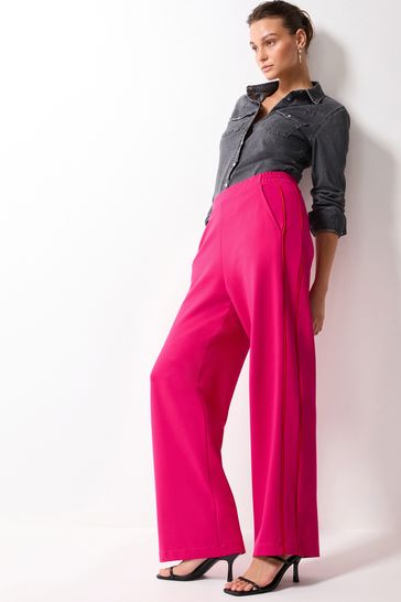 Buy Pink Jersey Wide Leg Side Stripe Trousers from Next Belgium
