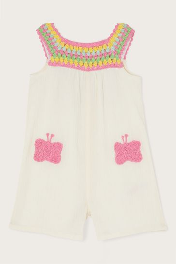 Buy Monsoon Baby Natural Butterfly Crochet Romper from Next Ireland