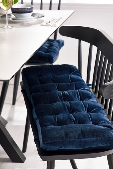 Buy Navy Blue Velvet Seat Pads Bench Cushion and Bench Pads from Next Luxembourg
