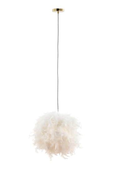 BHS White Plume 40cm Feather Ball Ceiling Light Pendant