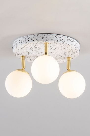 BHS White Lott 3 Ball Spot Plate Ceiling Light