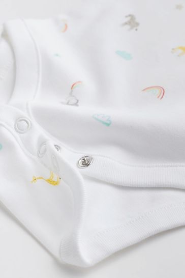 Buy White Bright Animal 4 Pack 4 Pack Baby Vest Bodysuits from