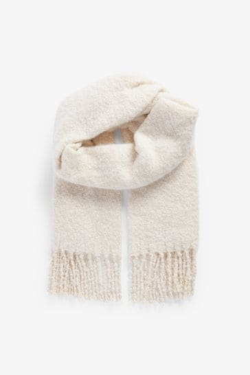 Cream Metallic Tassel Heavyweight Blanket Scarf