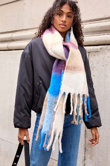 Buy Berry Blue Longline Heavyweight Blanket Scarf from Next Luxembourg