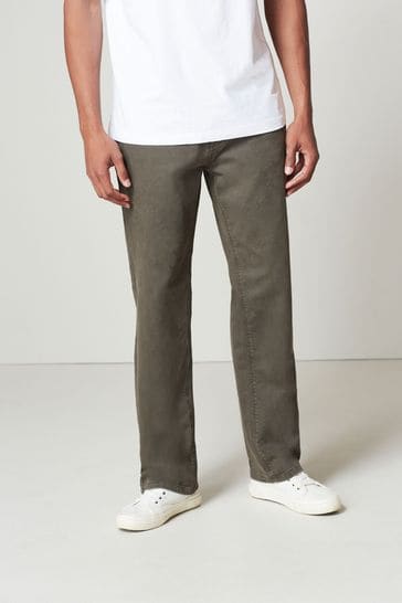 Khaki Green Relaxed Fit Next Essential Stretch Jeans