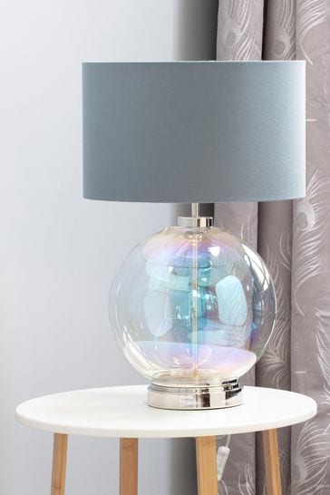 BHS Silver Large Glass Table Lamp