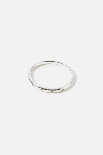Accessorize Sterling Silver Crystal Inset Band Ring