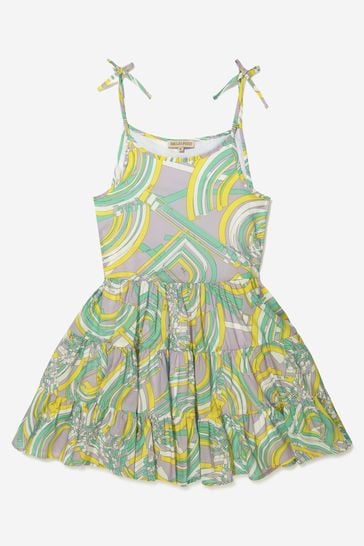 Girls Lilac Cotton Patterned Sun Dress