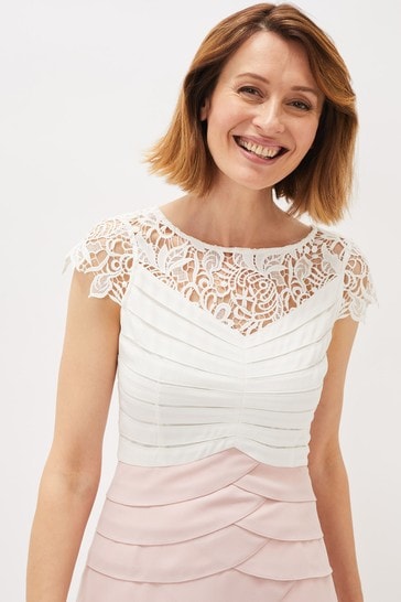 Phase Eight Cream Faith Contrast Fitted Dress