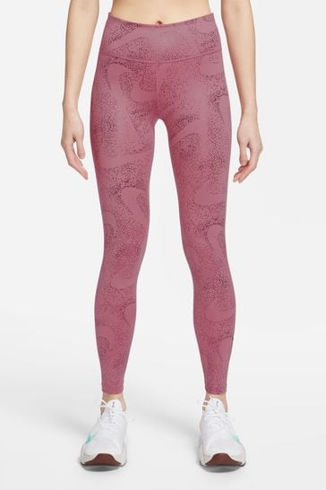 Nike Pink Dri-FIT One Mid-Rise Printed Leggings
