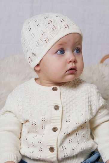 The Little Tailor Cotton Pointelle Knitted Baby Hat
