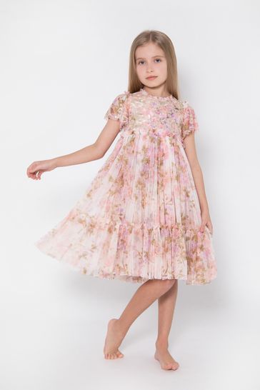 Girls Pink Darling Meadow Sequin Bodice Dress