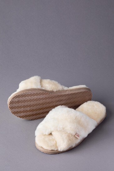Sheepskin cross slippers on sale