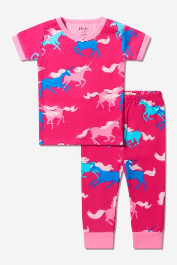 Baby Girls Pink Frolicking Unicorns Organic Cotton Pyjamas